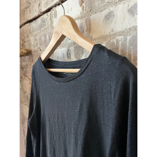 Stretch Linen 3/4 Sleeve Semi Relaxed Boatneck - Marine - DUNE + SALT