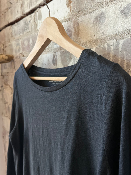 Stretch Linen 3/4 Sleeve Semi Relaxed Boatneck - Marine - DUNE + SALT