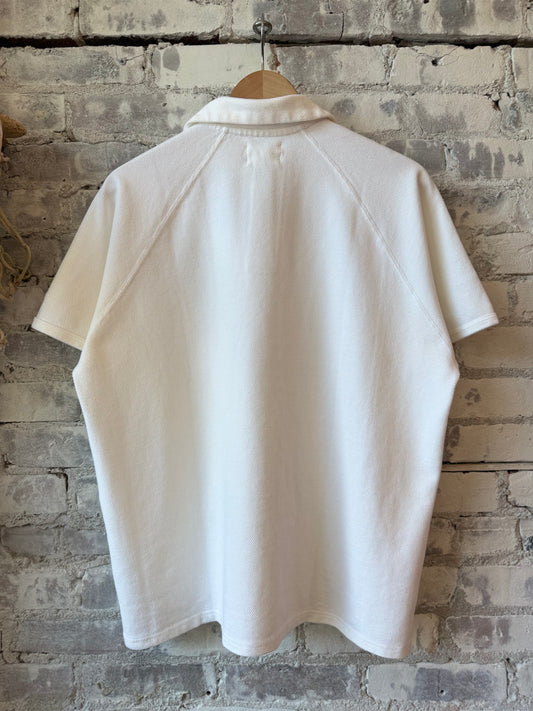 Kepani Raffy Pique Knit Polo Shirt - White Dark Gray