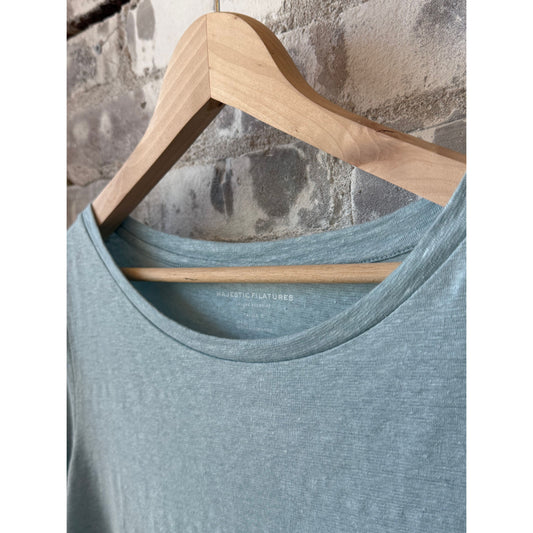 Stretch Linen 3/4 Sleeve Semi Relaxed Boatneck - Bleu Calanques - DUNE + SALT