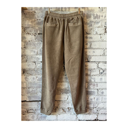 Men's PF fleece sweatpants in taupe, made by 04651, featuring a comfortable fit and casual style.
