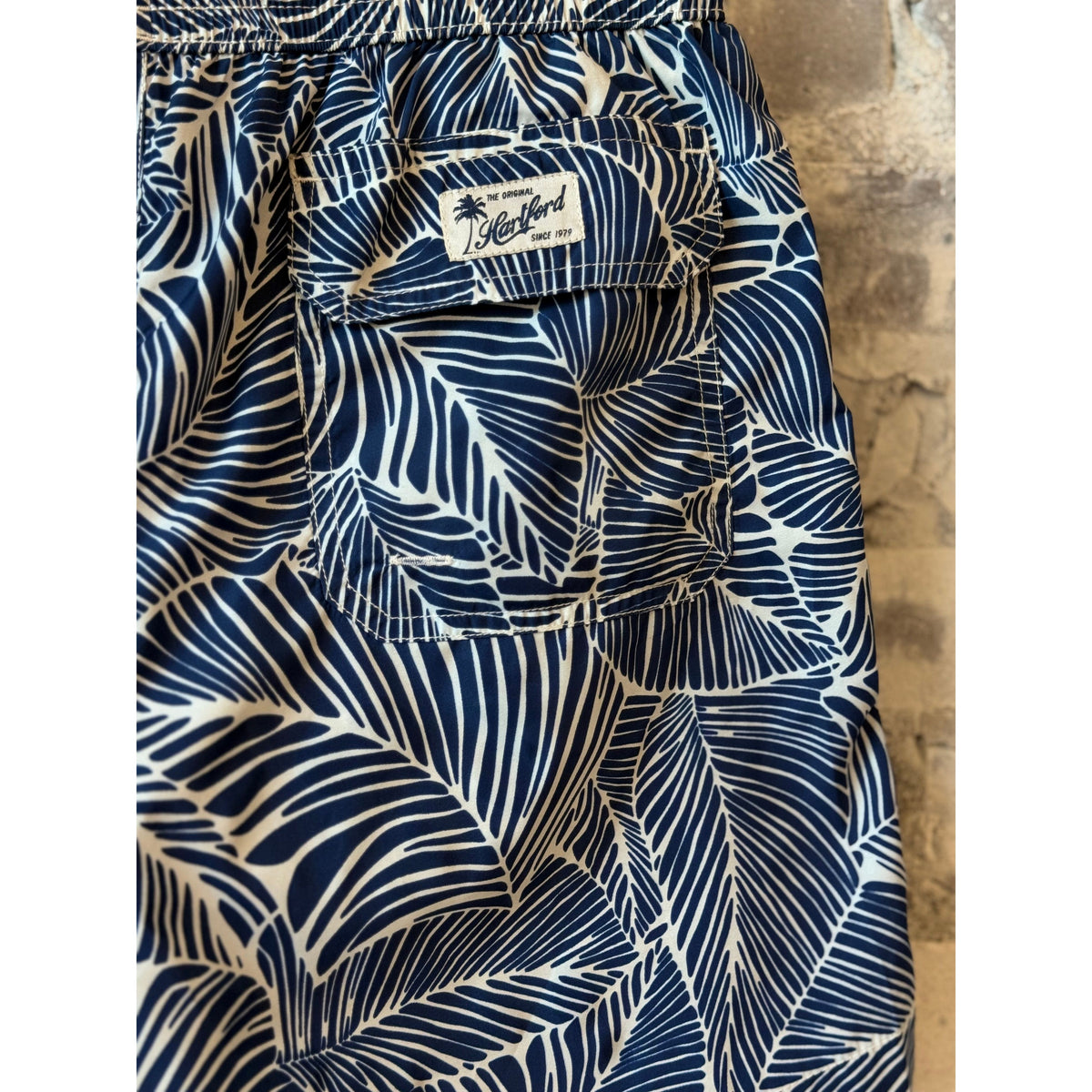 Hartford Men's "Palm" Woven Swimshort - Navy Dim Gray