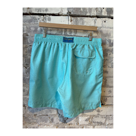 Cyclist Liner Swim Trunks - Aqua Solid Linen - DUNE + SALT