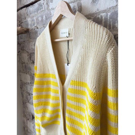 Isla Stripe Cardi - Ivory/Limone - DUNE + SALT