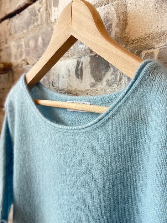 Cashmere Silk SS Crewneck - Bleu Calanques - DUNE + SALT