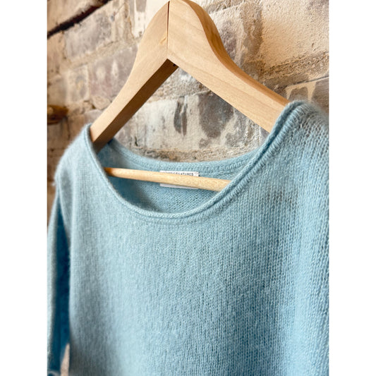 Cashmere Silk SS Crewneck - Bleu Calanques - DUNE + SALT