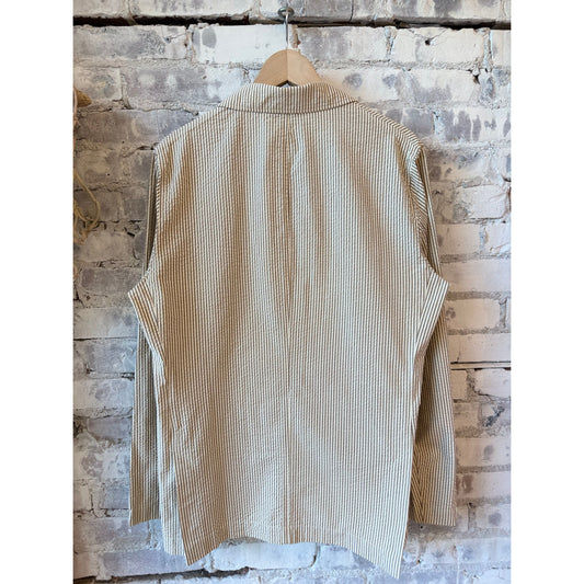 Men's Jules Woven Jacket in khaki and cream by Hartford Men's, showing the textured woven fabric and classic fit.