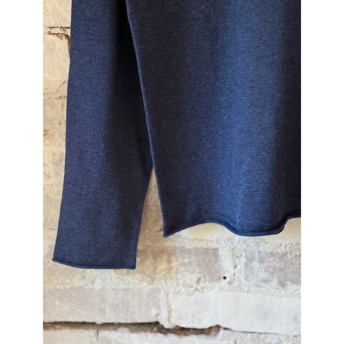 Men's crew knitted pullover in indigo, Hartford Men's brand, featuring a cozy, textured knit and classic crew neckline.