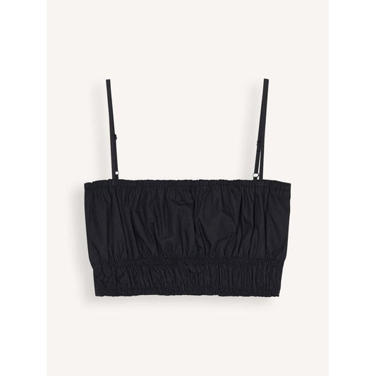Black women's gathered top by Closed Women's, featuring a stylish, ruched design and long sleeves for a chic, casual look.