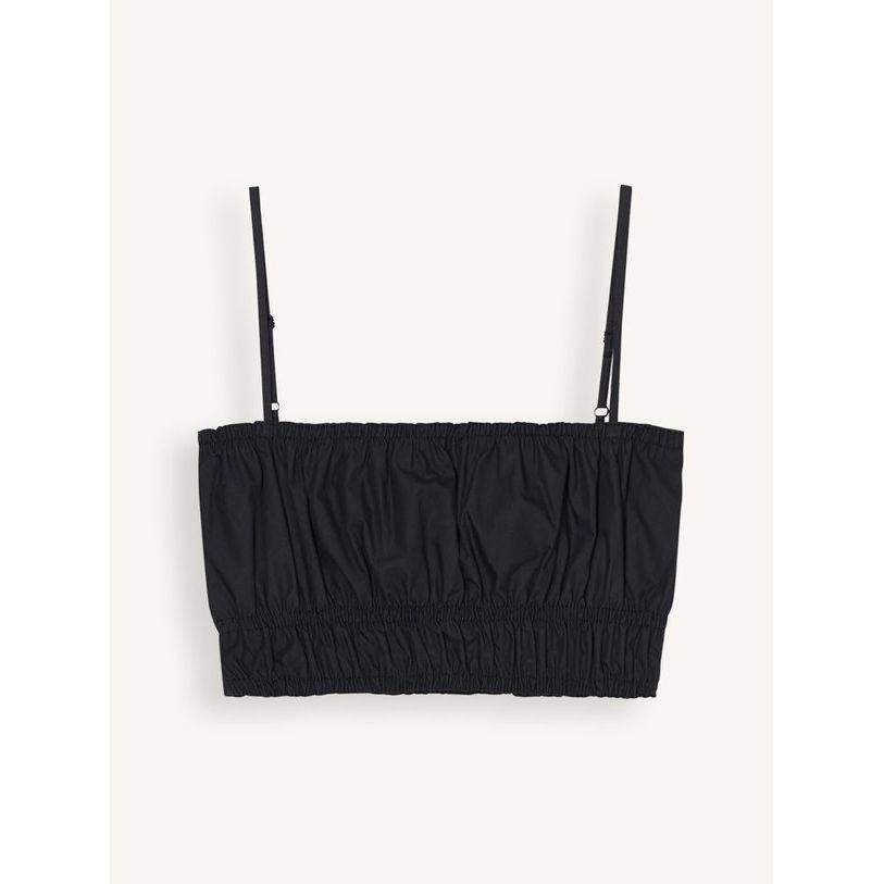 Black women's gathered top by Closed Women's, featuring a stylish, ruched design and long sleeves for a chic, casual look.