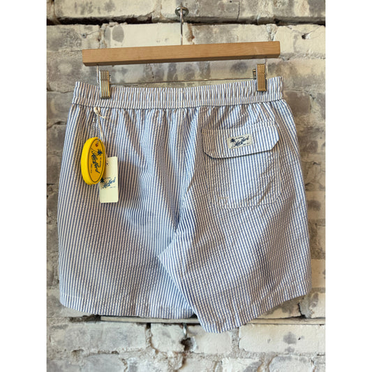 Hartford Men's Seersucker Woven Swimshort - Indigo Dark Gray