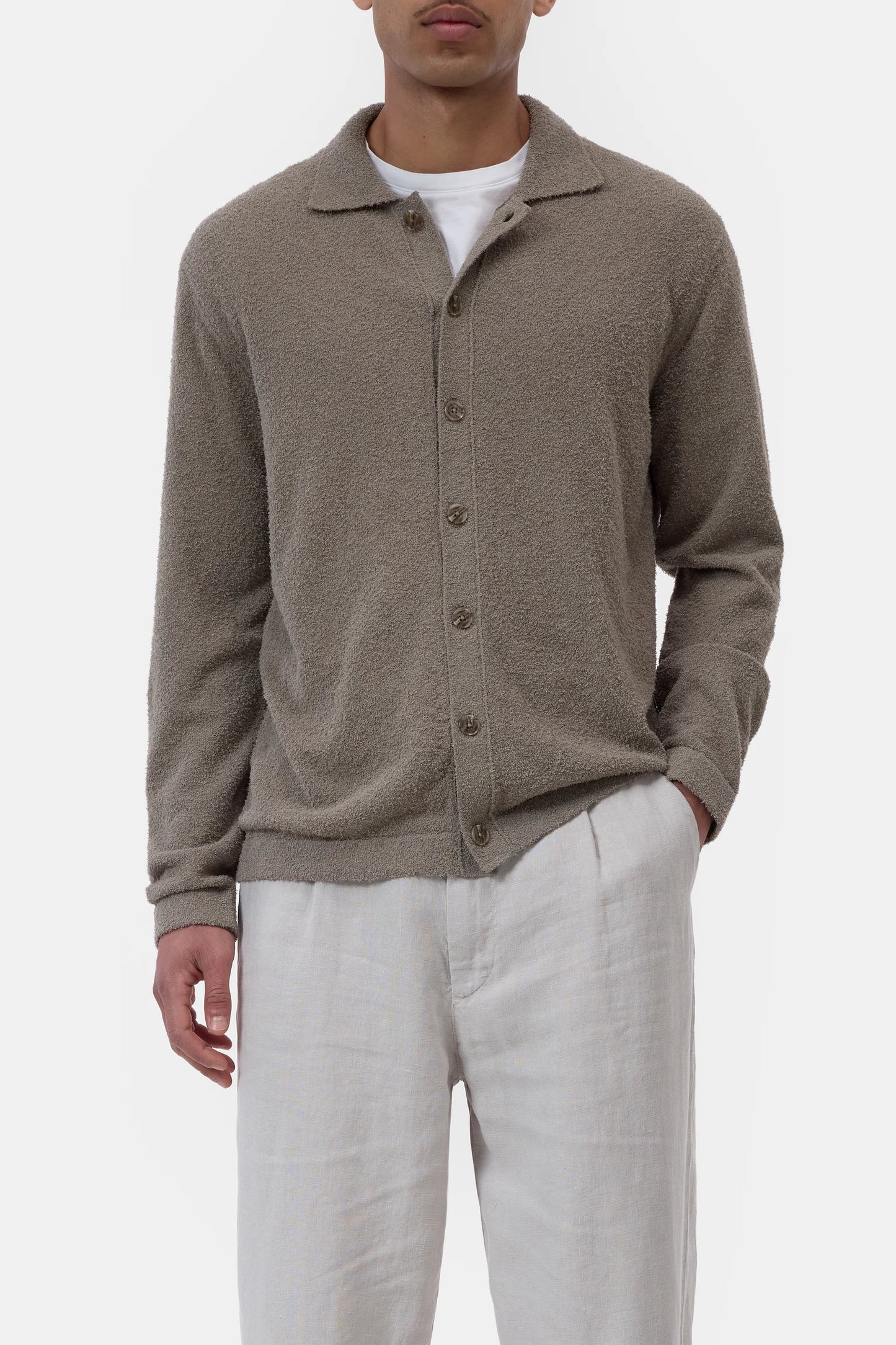 Organic Cotton Cardigan - Pebble Green