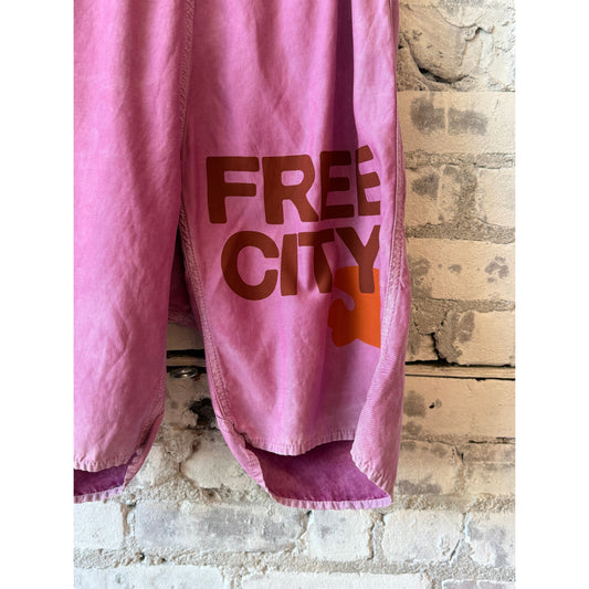 Women's Freecity matte satin back pocket shorts in Pinkshroom Powder, featuring a stylish and comfortable design.
