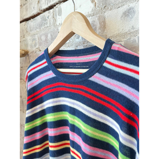 Extrafine Cashmere Novelty Stripe L/S Relaxed Crew - Abyss - DUNE + SALT