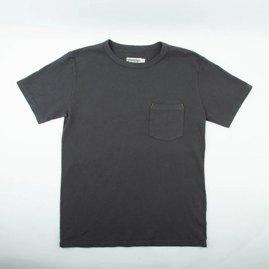 Men's 13-ounce midnight pocket T-shirt by Freenote Cloth, featuring a chest pocket and classic fit, displayed on a neutral background.