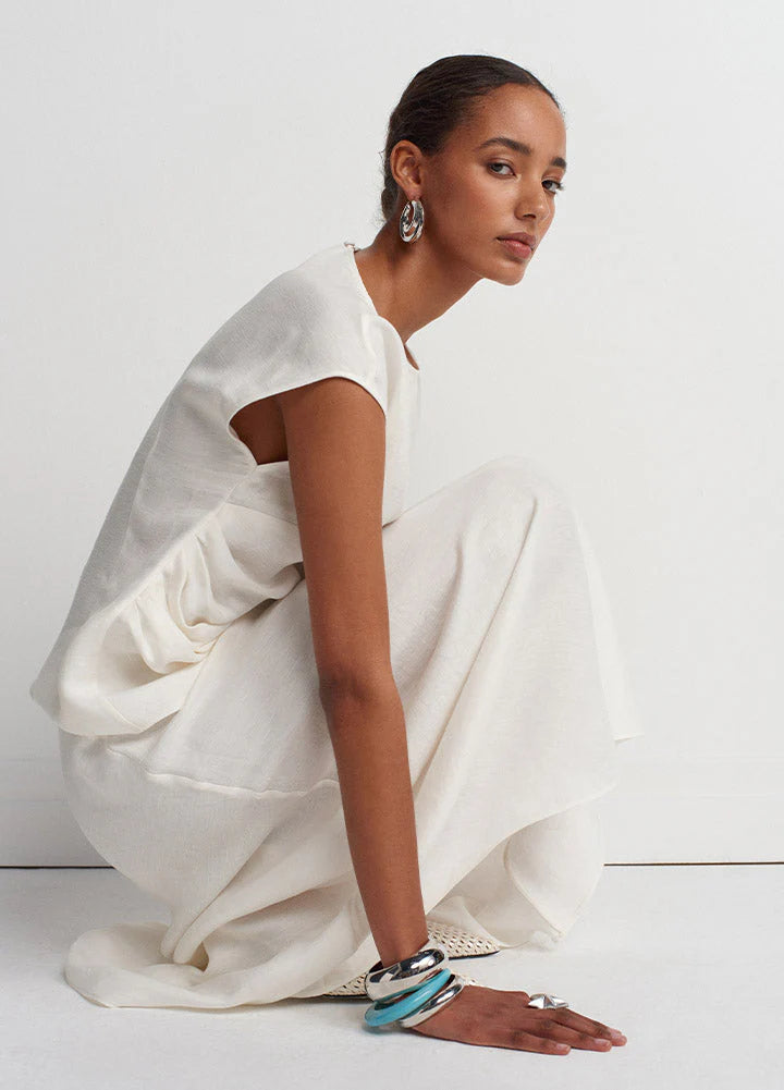 Greek Linen Top - White - DUNE + SALT