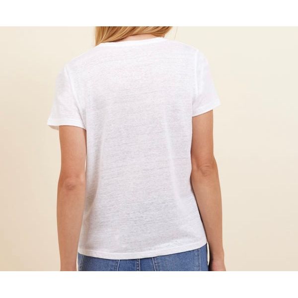 Majestic Filatures Stretch Linen SS V-Neck - Blanc Light Gray