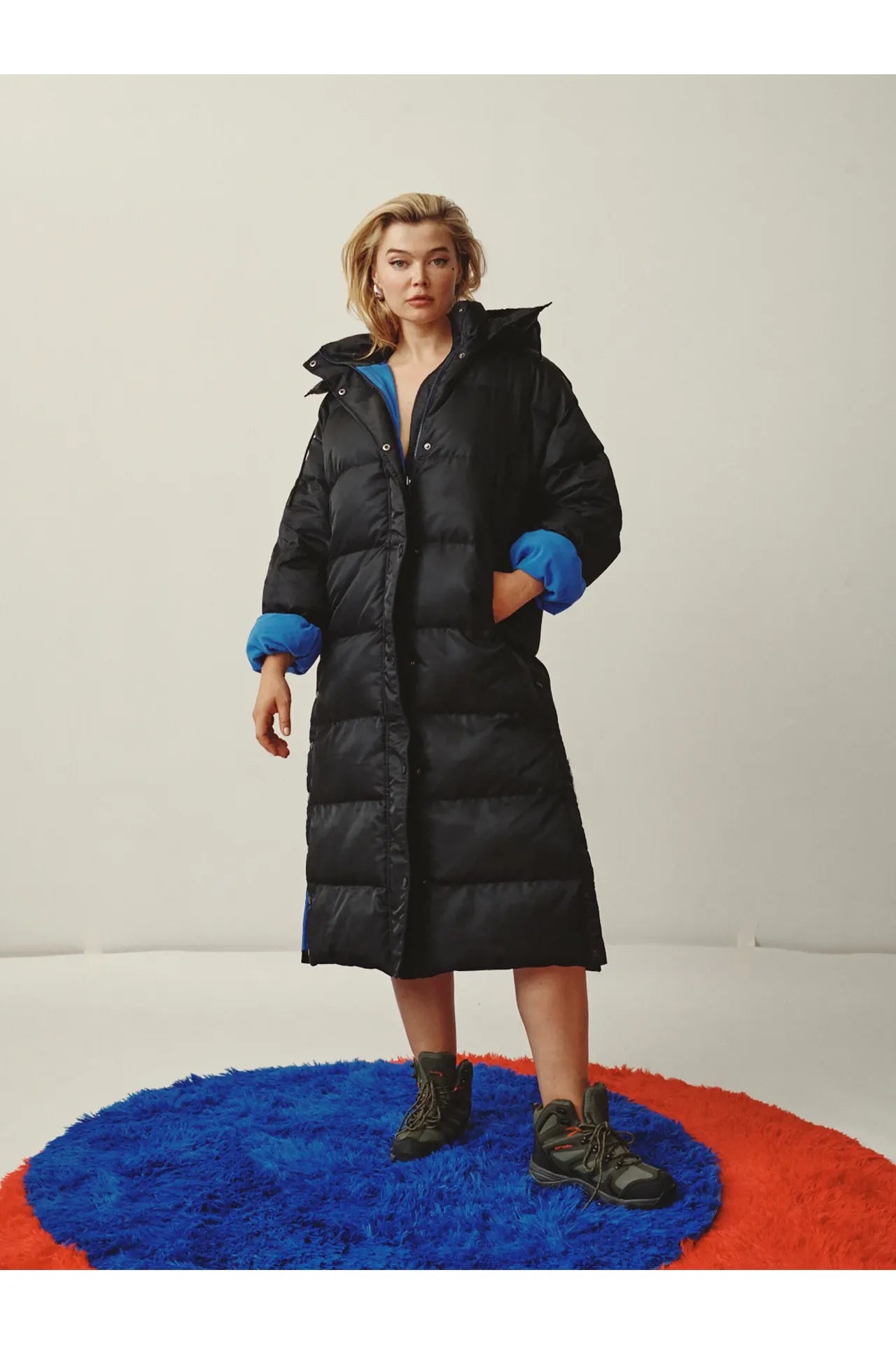 06 Long Puffer - Black/Royal Blue - DUNE + SALT