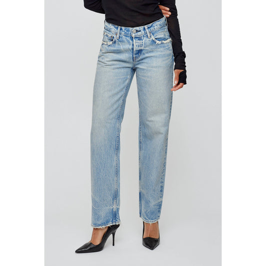 Moussy Wildwood Straight Low - Light Blue Light Gray