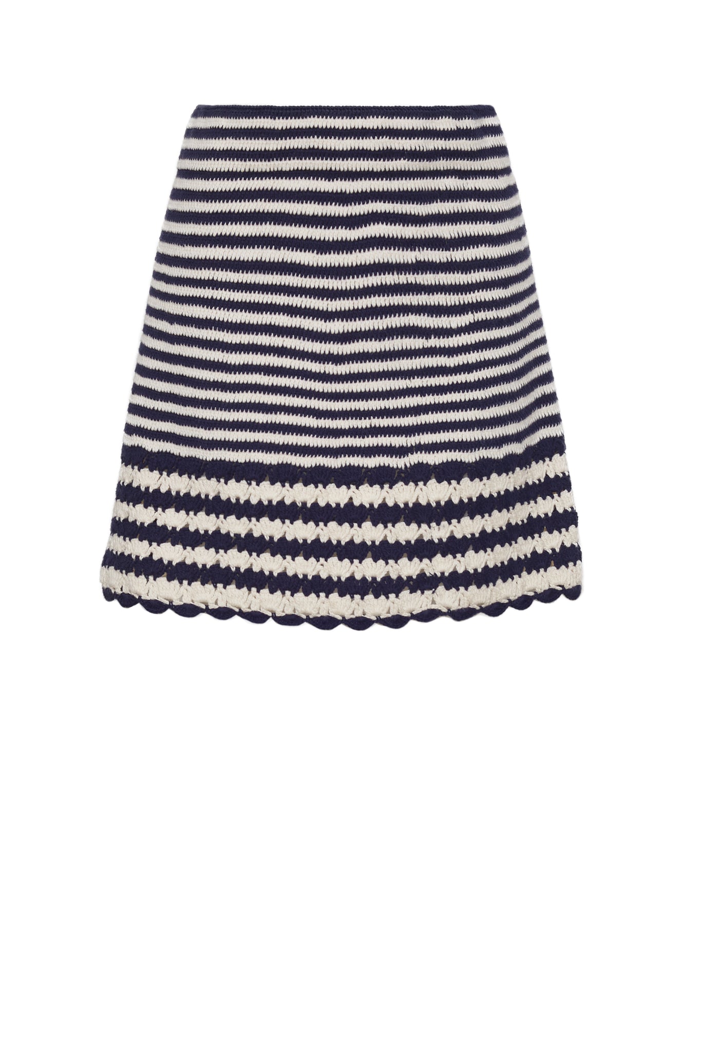 Tatum Crochet Mini Skirt - Ivory/Navy Stripe