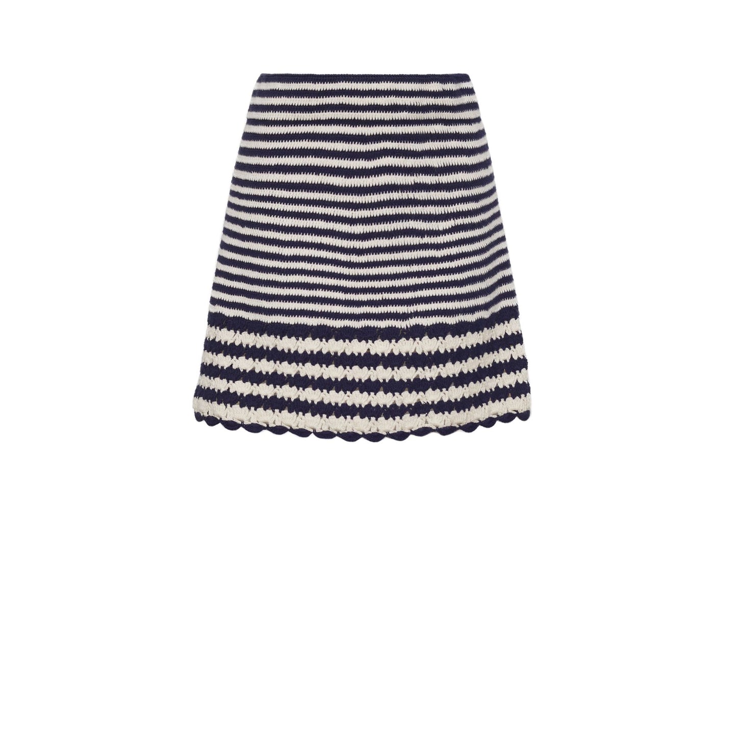 ELEVEN SIX Tatum Crochet Mini Skirt - Ivory/Navy Stripe White Smoke