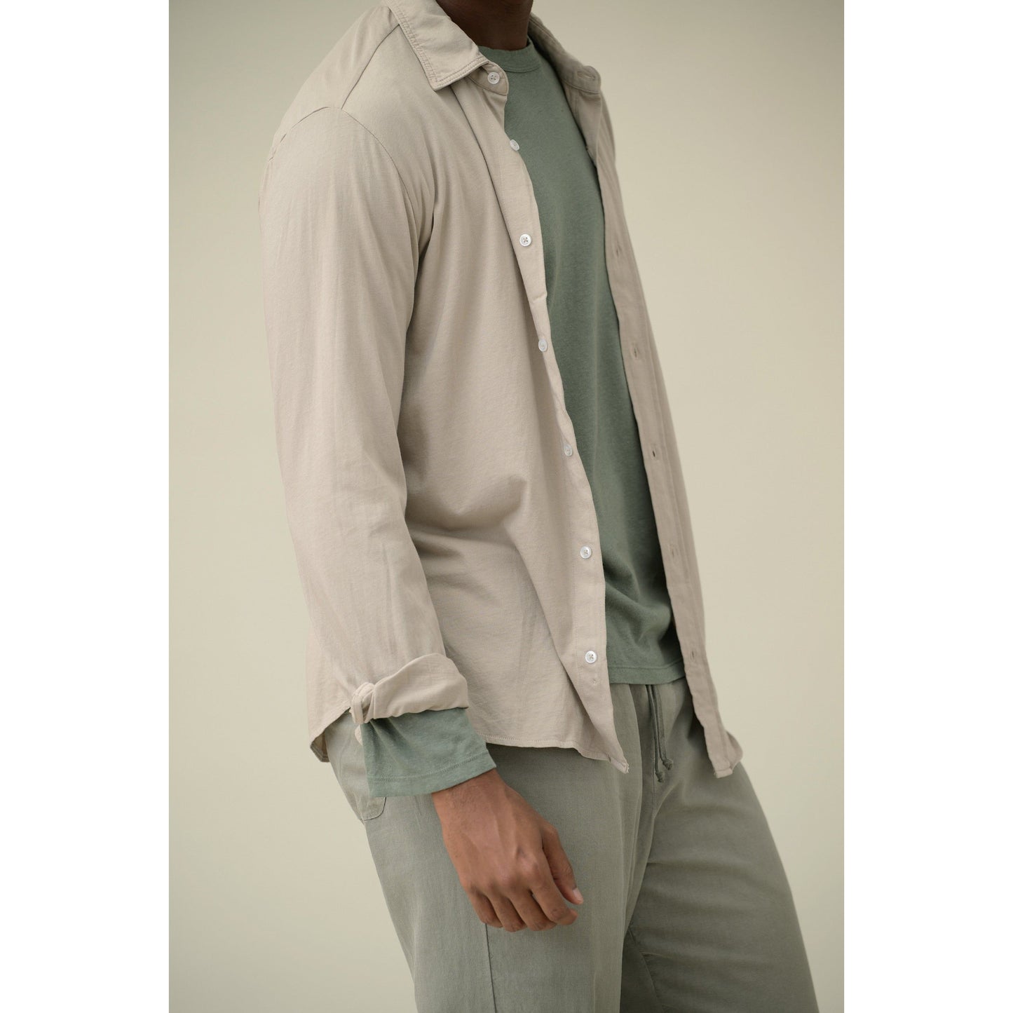 L/S Supima Jersey Easy Shirt - White - DUNE + SALT