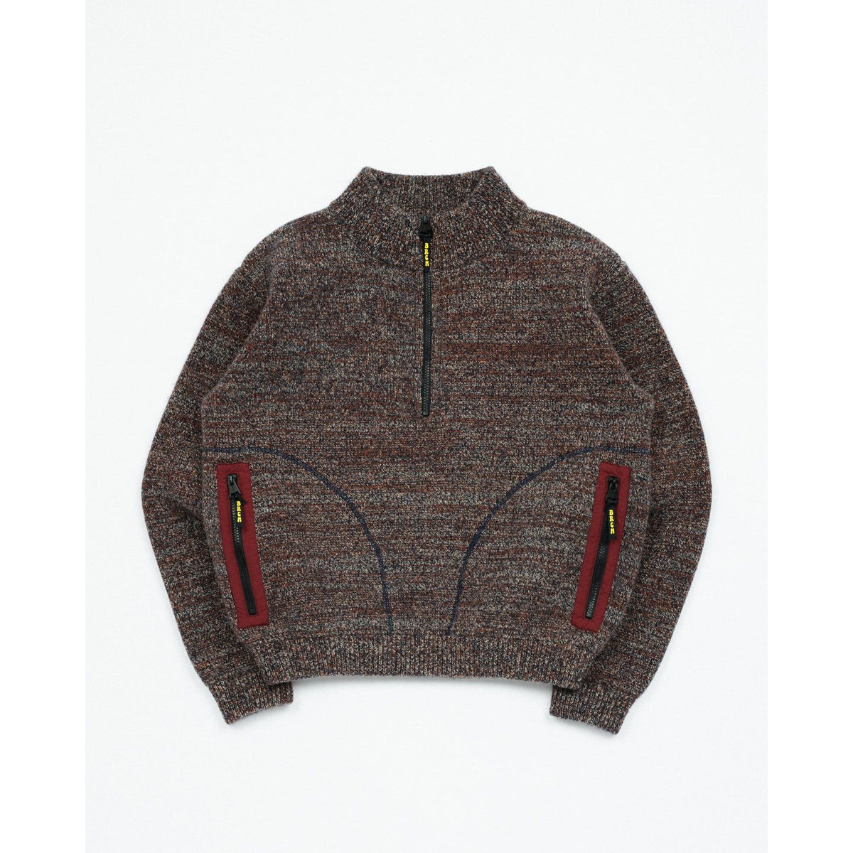 Men's Metanoia Sweater in Passion Fruit color by Big Rock Candy Mountaineering, showing the cozy knit fabric and vibrant hue.
