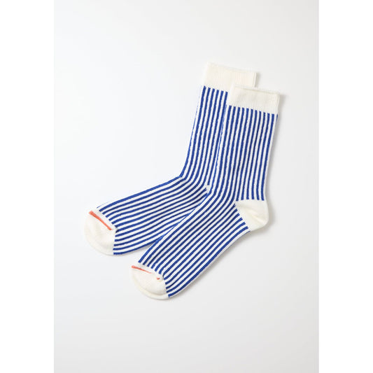 Vertical Striped Socks - White/Royal Blue - DUNE + SALT