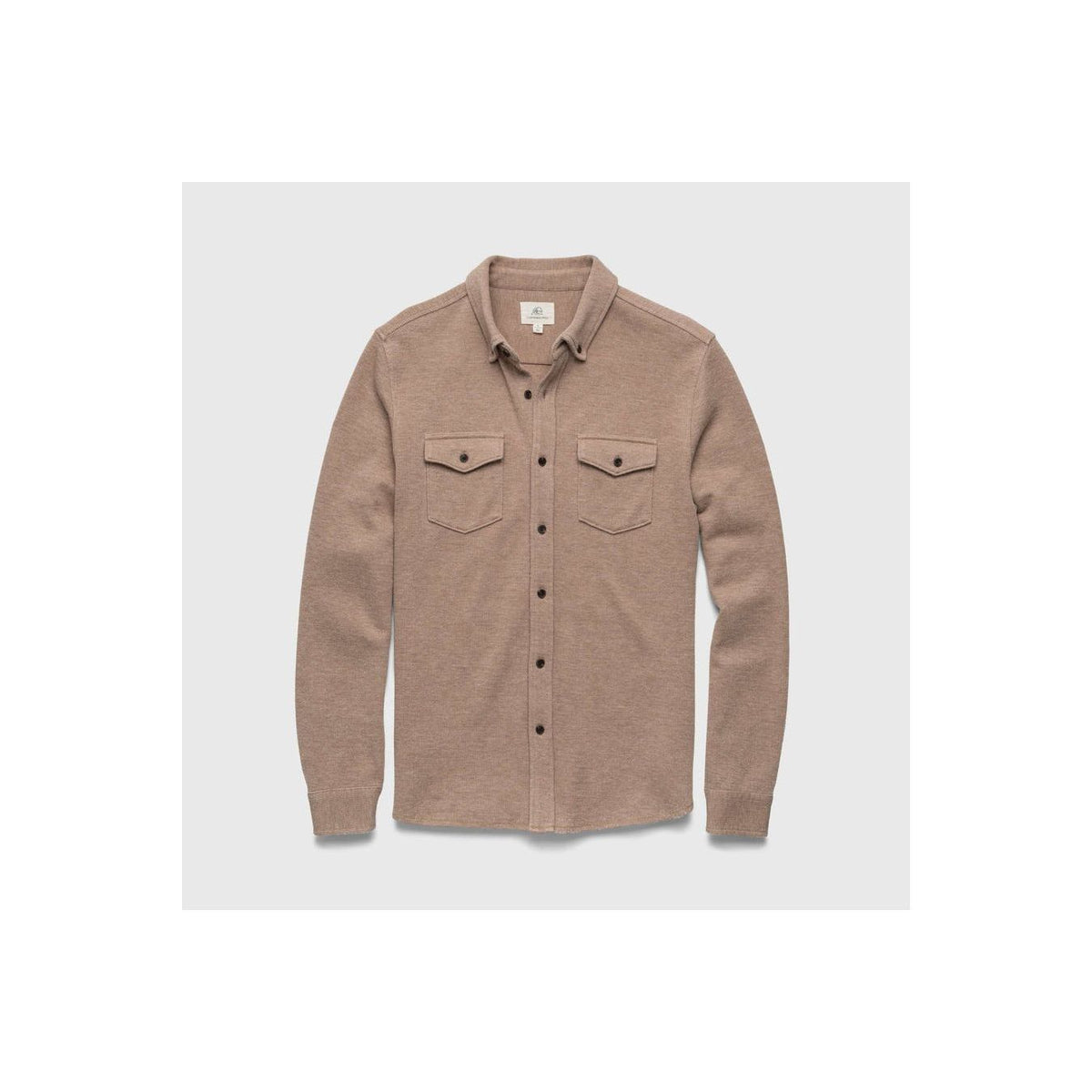 Men's Rex Soft Knit Shirt in Camel Heather by Surfside Supply, featuring a cozy, lightweight knit fabric and casual fit.