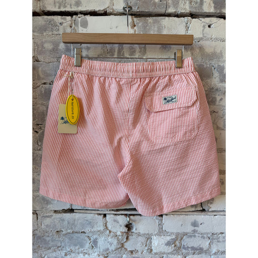 Hartford Men's Seersucker Woven Swimshort - Coral Rosy Brown