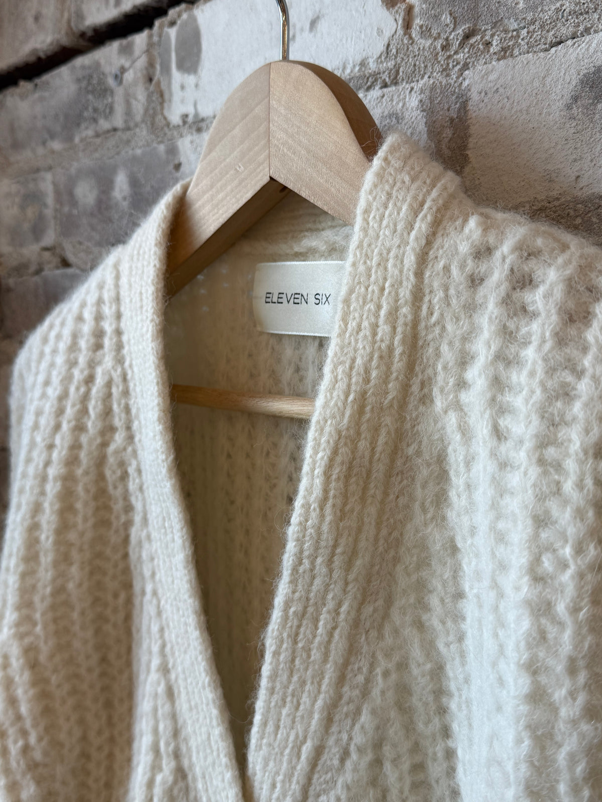 Women's ivory Sara Cardi by ELEVEN SIX, soft knit fabric with a relaxed fit and long sleeves, ideal for casual wear.