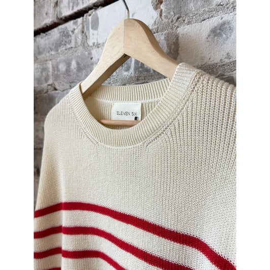 Layla Stripe Sweater - Ivory/Rosso - DUNE + SALT