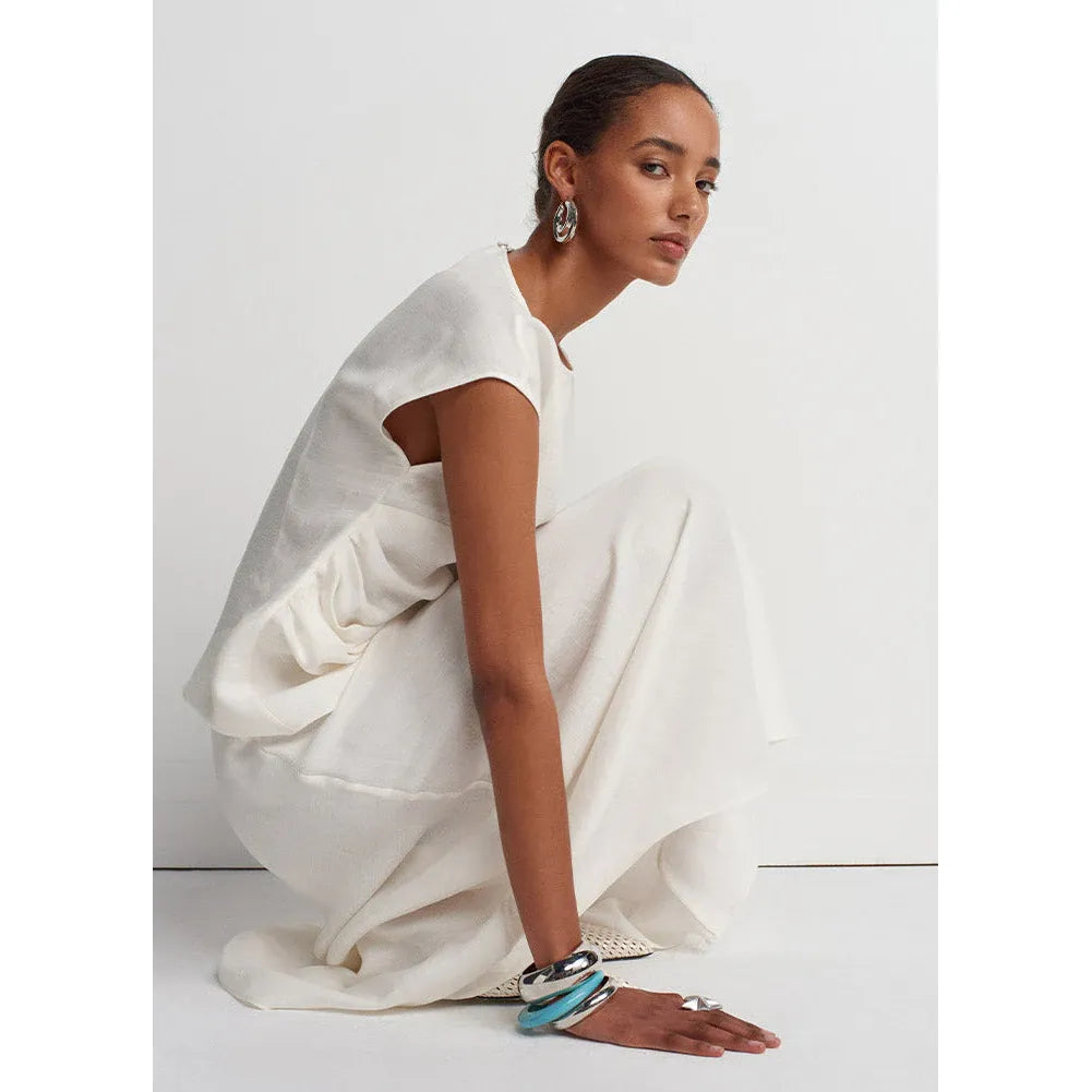 Greek Linen Skirt - White - DUNE + SALT