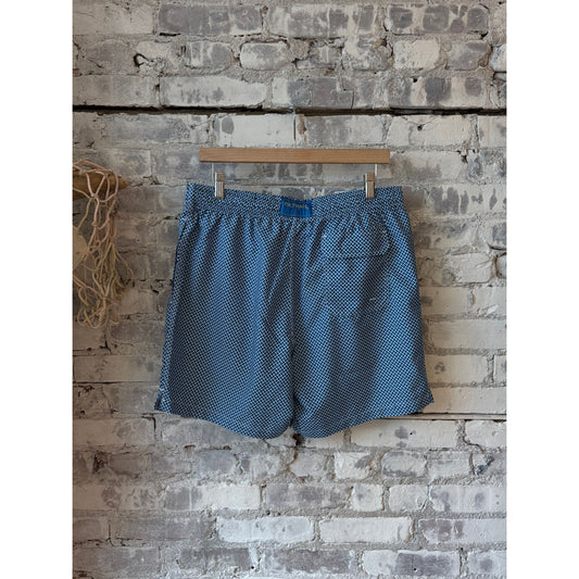 Men's Cyclist Liner Swim Trunks - Wave Print Navy/Sky - DUNE + SALT
