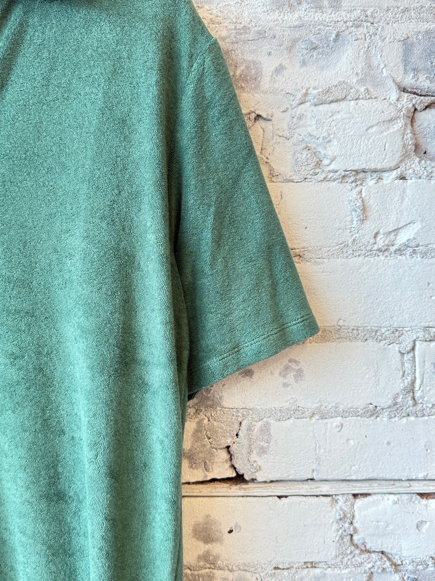 Organic Cotton Terry Elbow Sleeve Polo Maxi Dress - Agave - DUNE + SALT