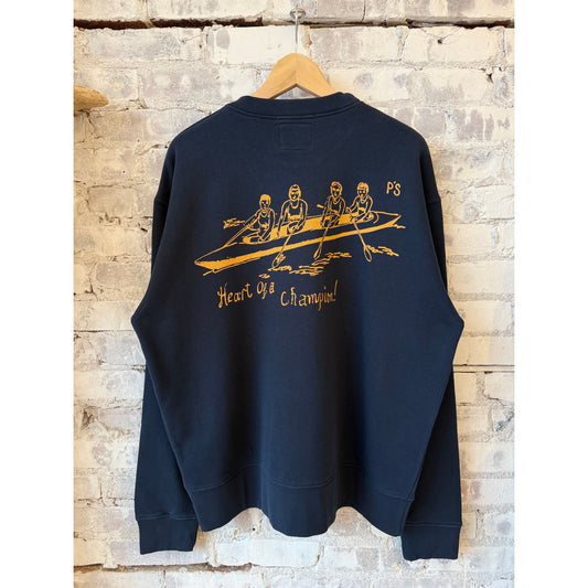 P's Crew Embroidered Champion Sweater - Navy - DUNE + SALT