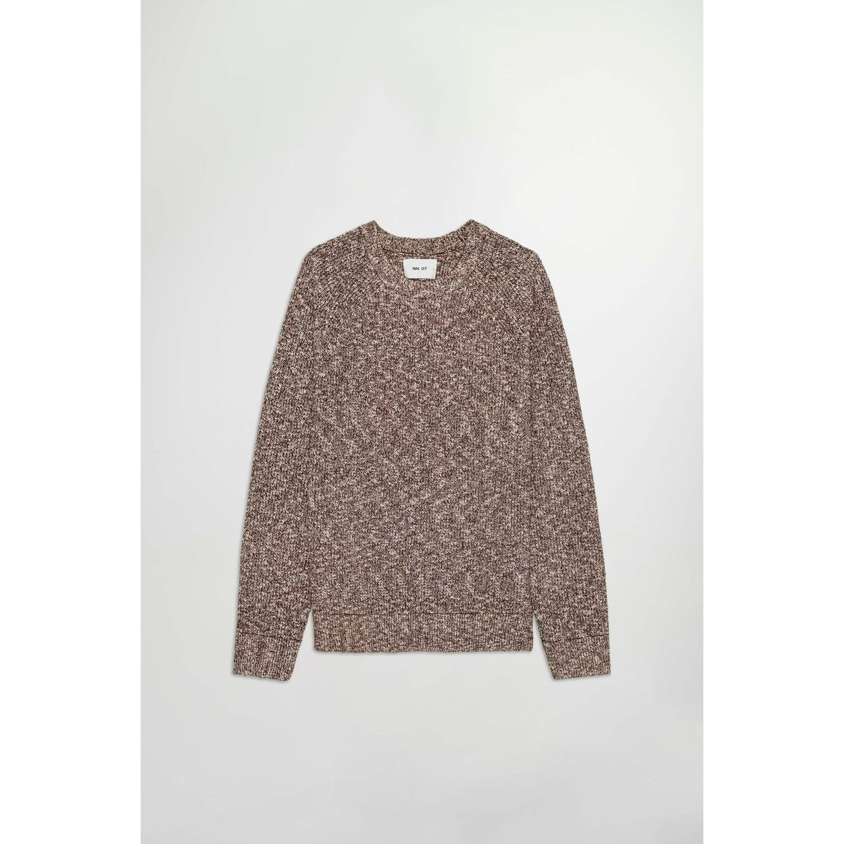 Men's NN07 Jacobo boucle yarn sweater in demitasse color, featuring a textured knit and classic crewneck design.