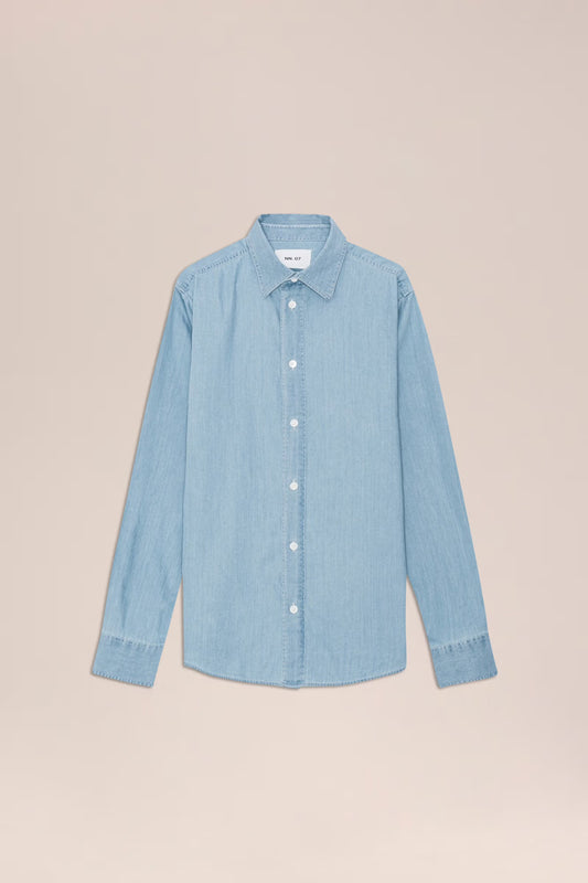 Colby Denim Shirt - Bleach Indigo - DUNE + SALT