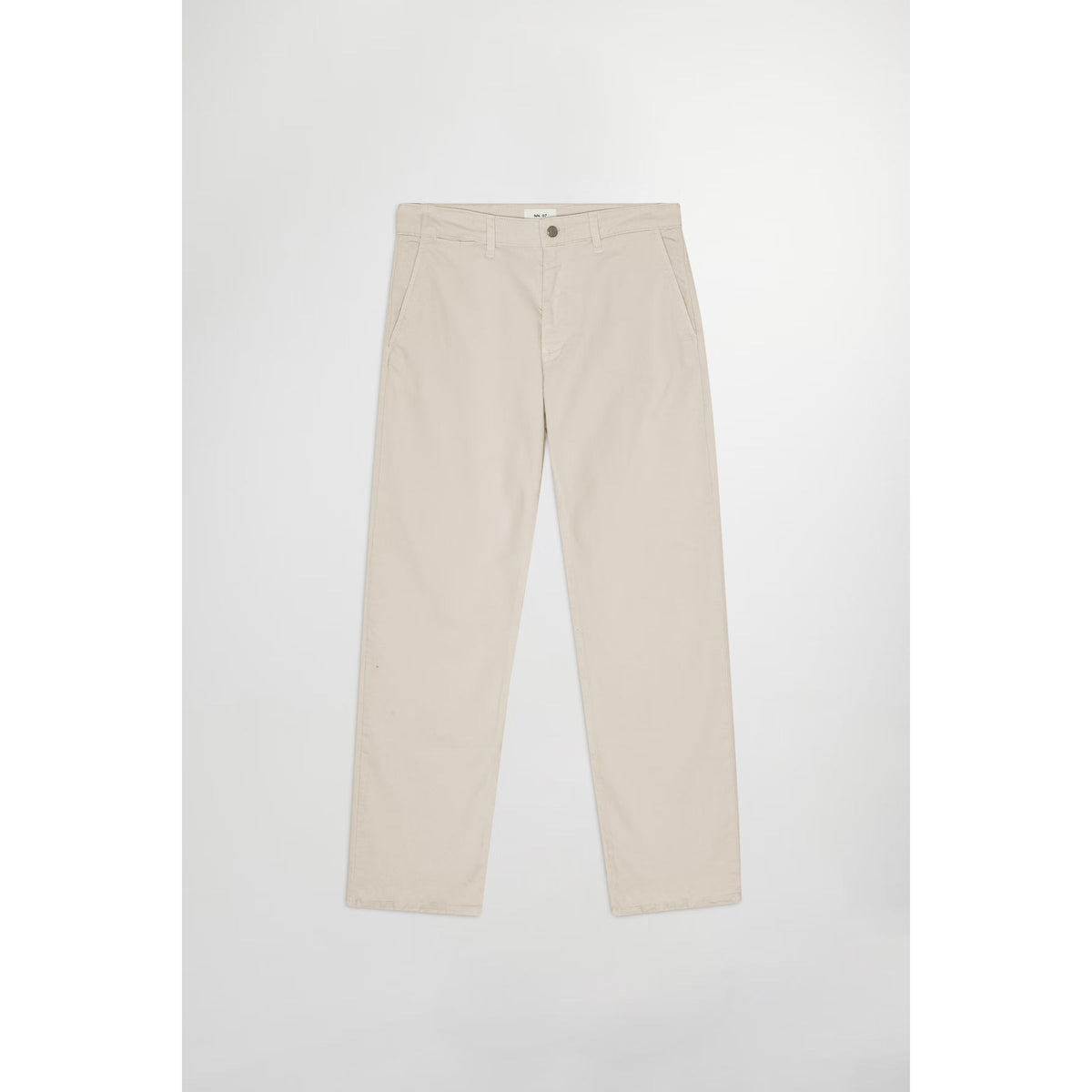 Men's NN07 Aden regular fit ivory chino pants, front view showing tailored design and classic fit.
