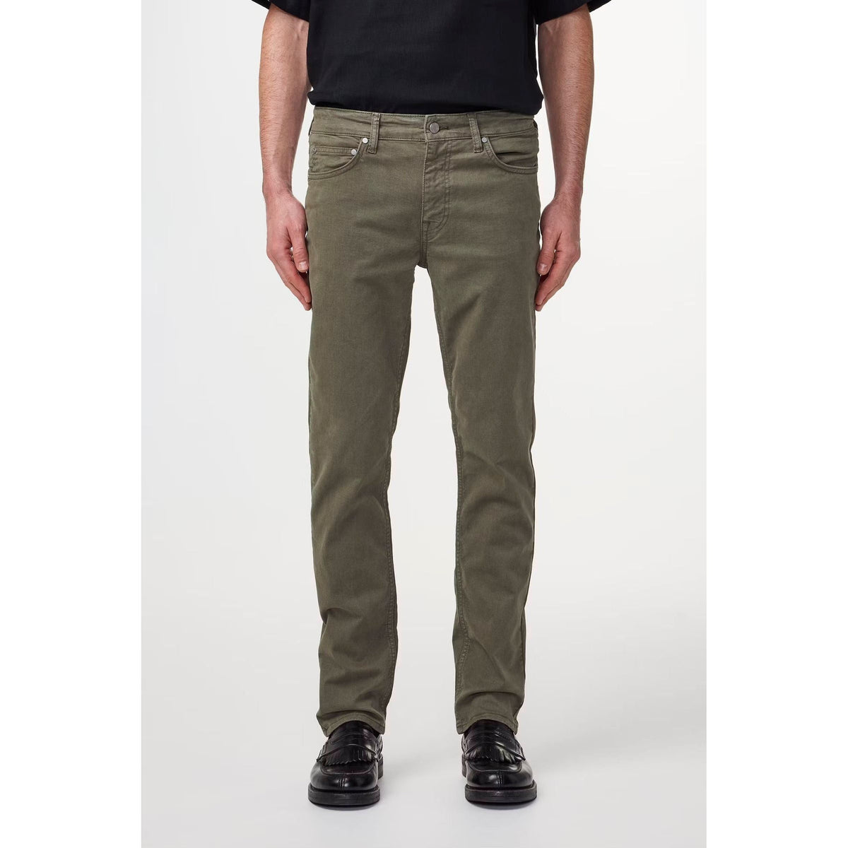 Men's NN07 Tony Classic Slim Fit Pant in Capers, showing the tailored fit and fabric details of the stylish men's trousers.