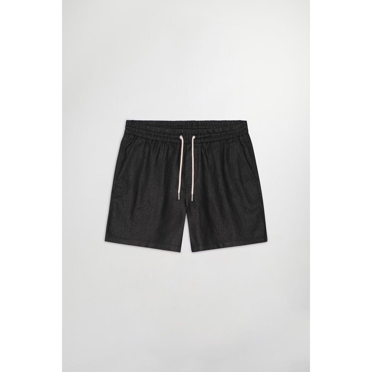 Men's black linen shorts with drawstring waist from NN07 Gregor Casual collection, casual summer wear, relaxed fit.