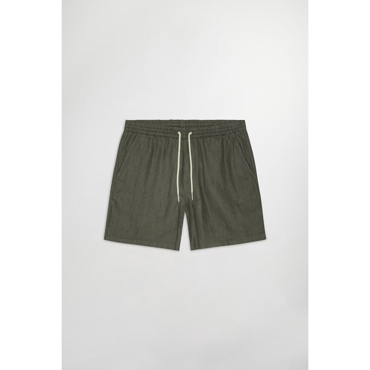 Men's NN07 Gregor casual linen shorts in Croc Green with drawstring waist and relaxed fit, suitable for warm weather.
