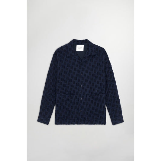 Hank Fil-Coupé Jacquard Over Shirt - Navy Blue - DUNE + SALT