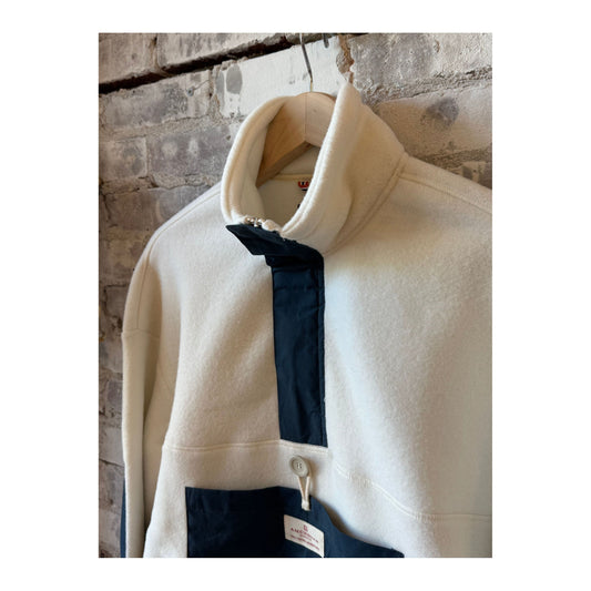 Men's V-Bond Waxed Fleece - Natural/Navy - DUNE + SALT