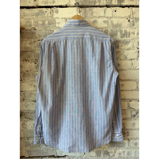 Hartford Men's Paul Striped Woven Shirt - Navy/White Multi Dark Gray