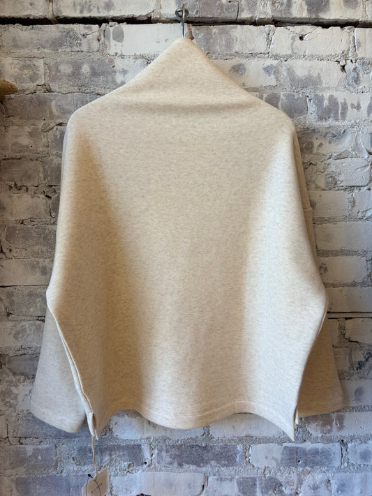 V::Room Cotton Tencel Brushed Fleece Oversized LS Turtleneck - Oatmeal Gray