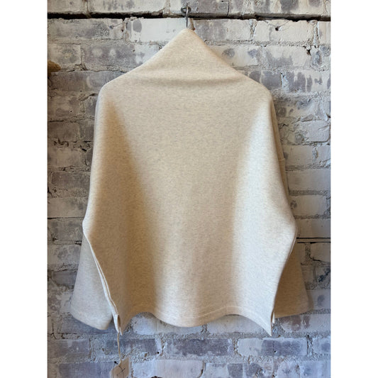 V::Room Cotton Tencel Brushed Fleece Oversized LS Turtleneck - Oatmeal Gray