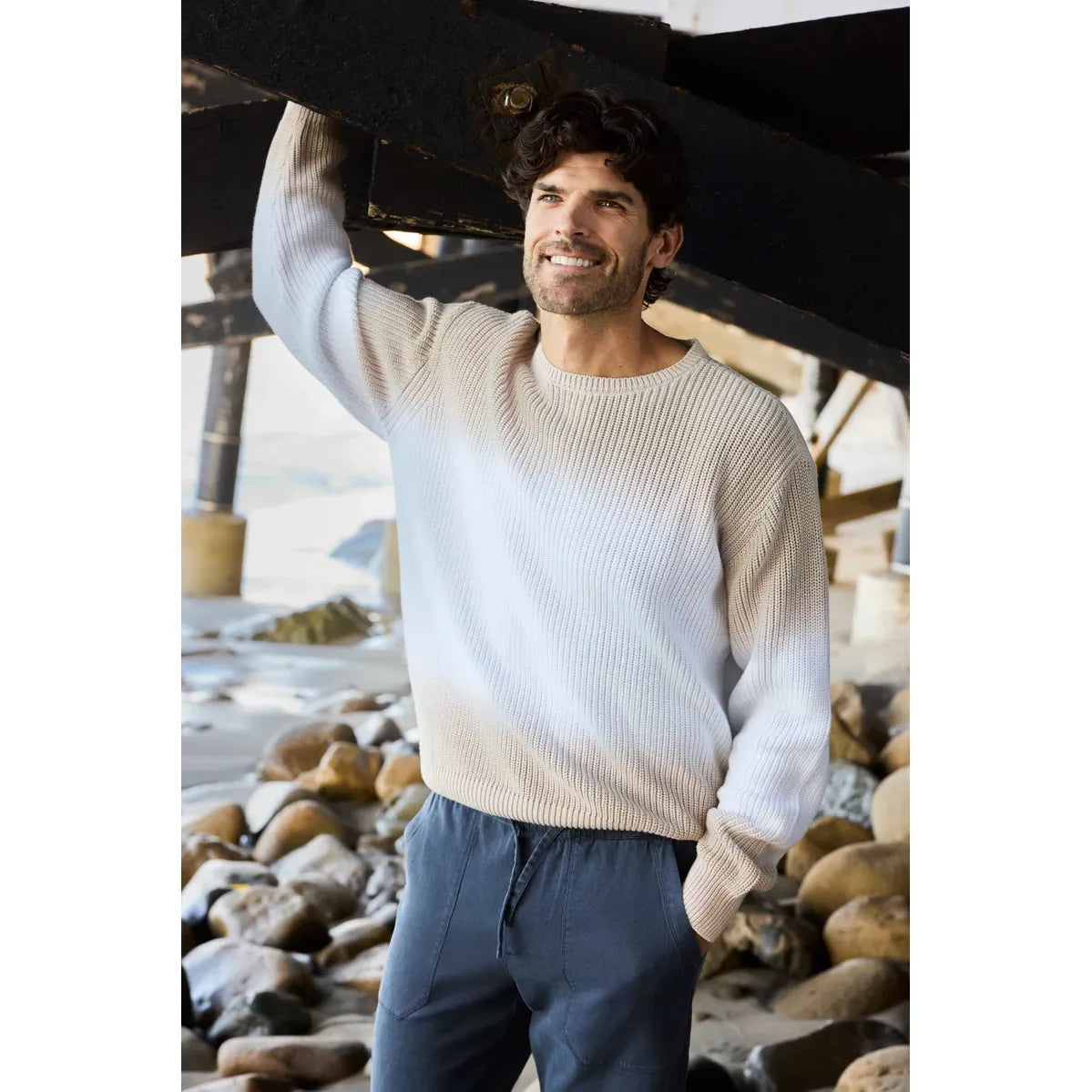 Eddie Dip-Dye Knit Sweater - Silver Grey - DUNE + SALT