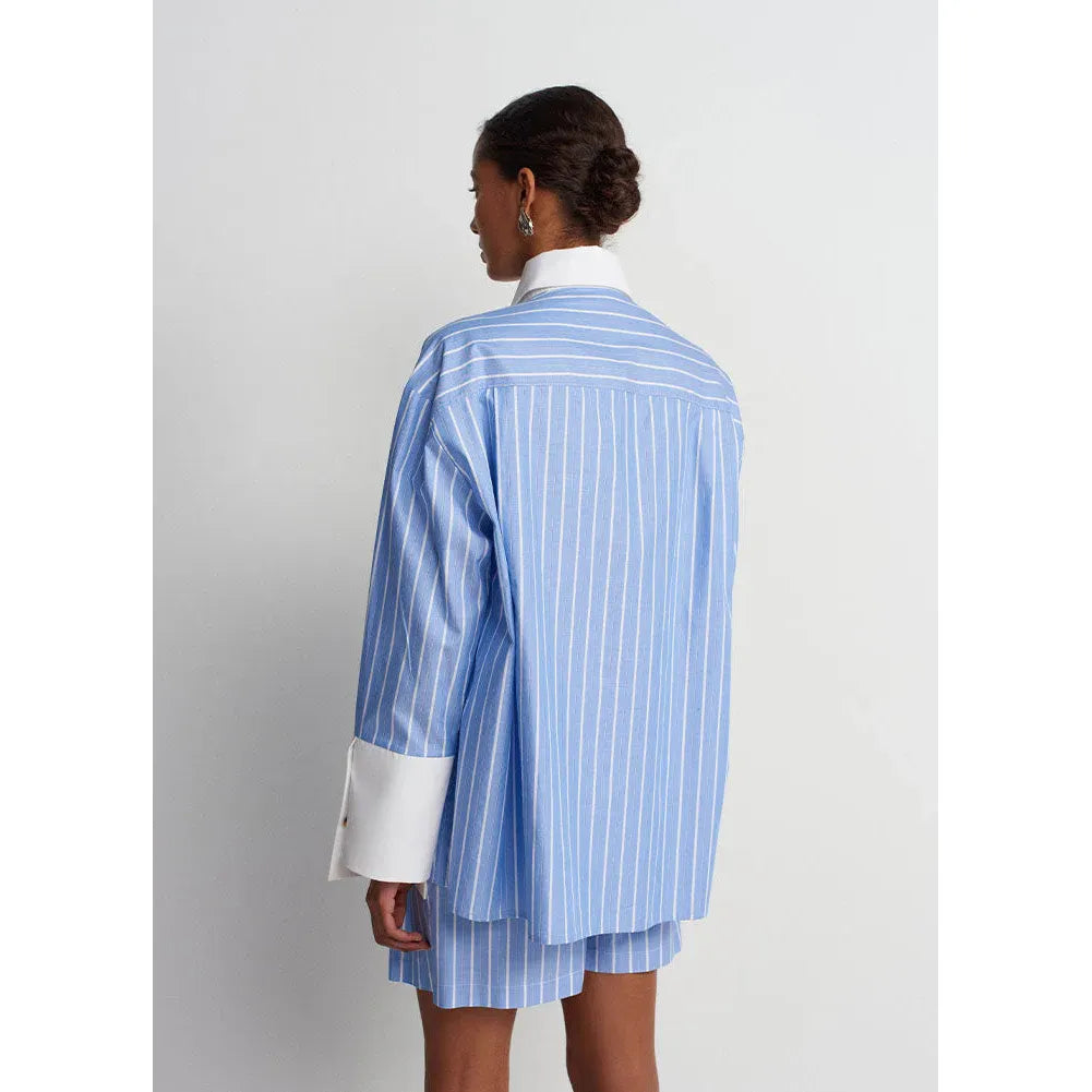 Soulmate Twill Shorts - Blue White Stripe - DUNE + SALT