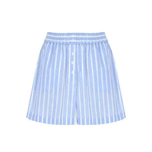 Sicilia Linen Shorts - Blue White Stripe - DUNE + SALT